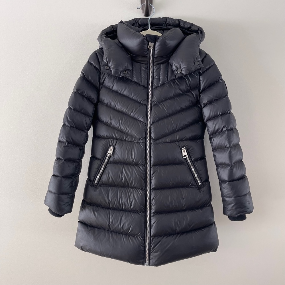 MACKAGE GIRLS Larena Long Puffer Hooded Down Coat in Black
